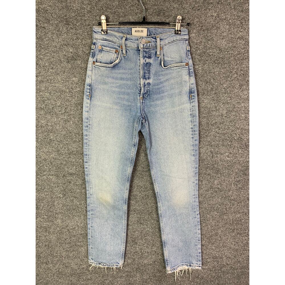 Agolde Riley Crop Jeans Womens‎ Size 23 Light Blue Raw Hem Denim